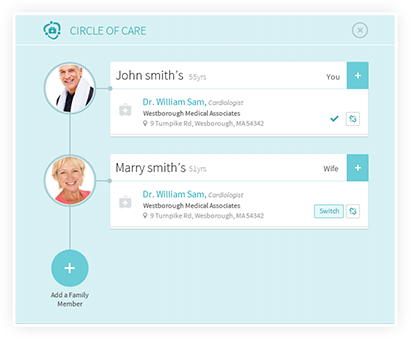 a screenshot from the app showing a husband and wives connected accounts